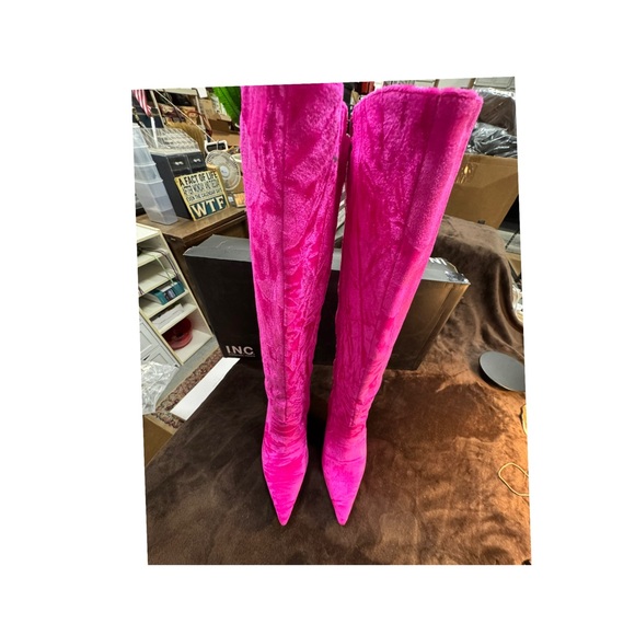 INC Vibrant Pink Velvet Knee-High Women's Boots Size 10 - Picture 4 of 11